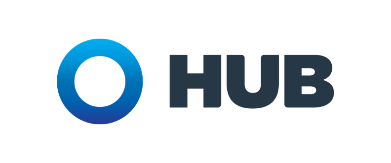 Graphic with text: HUB