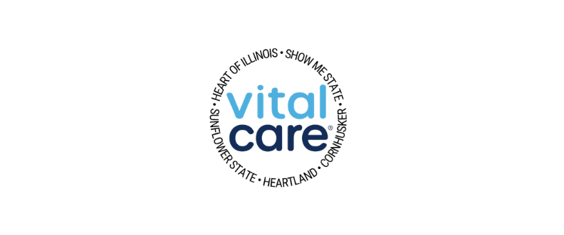 Graphic with text: Vital Care, Sunflower State