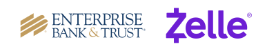Enterprise bank and trust logo and the zelle logo