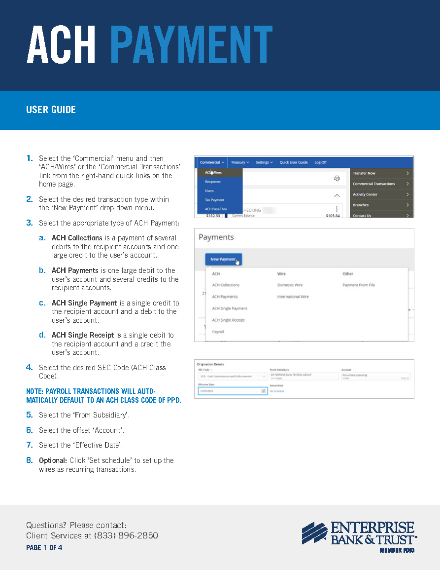 ACH Payment Creation User Guide