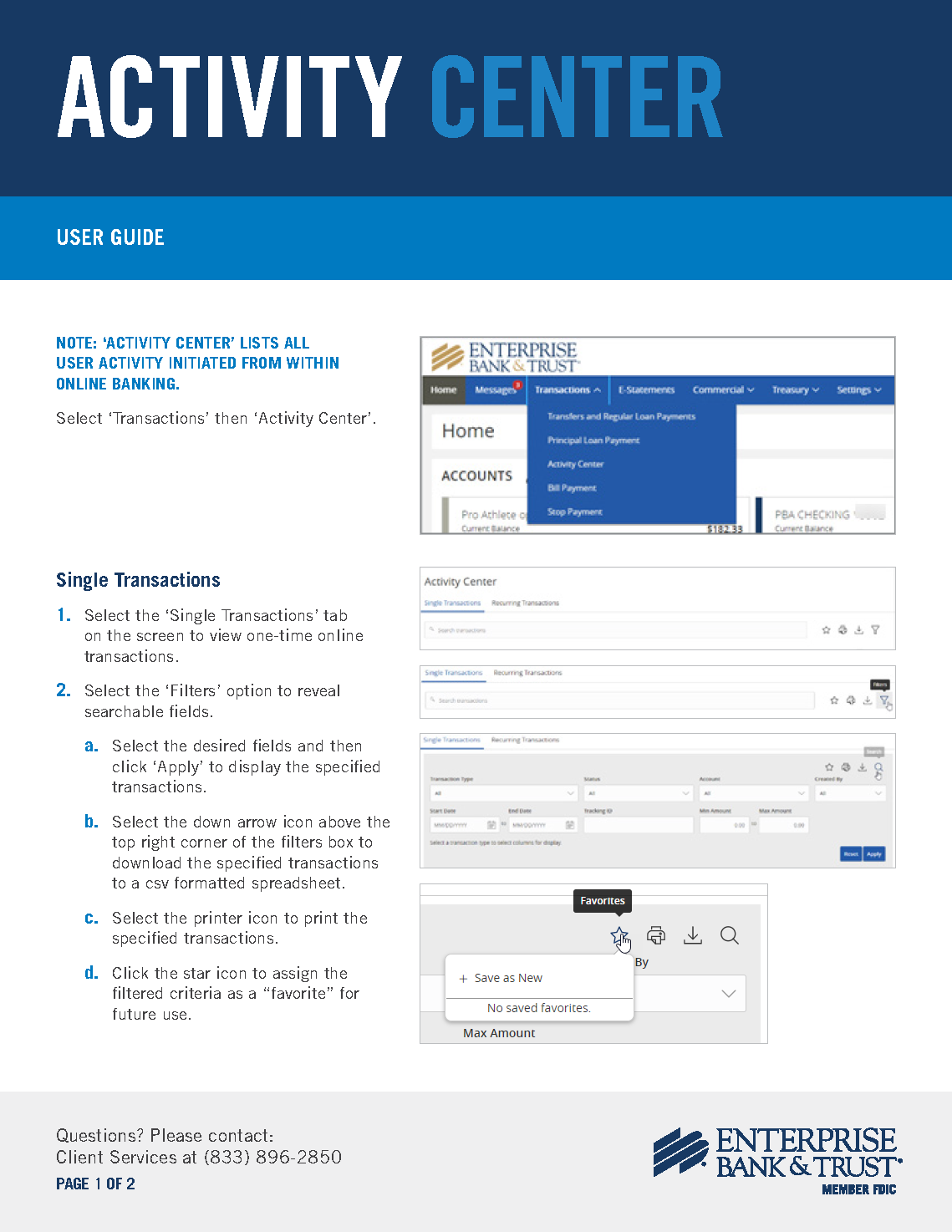 Activity Center User Guide