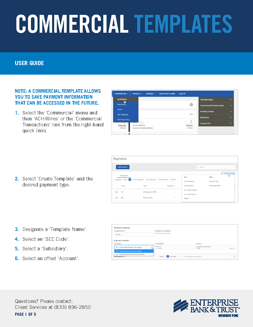 Commercial Templates User Guide