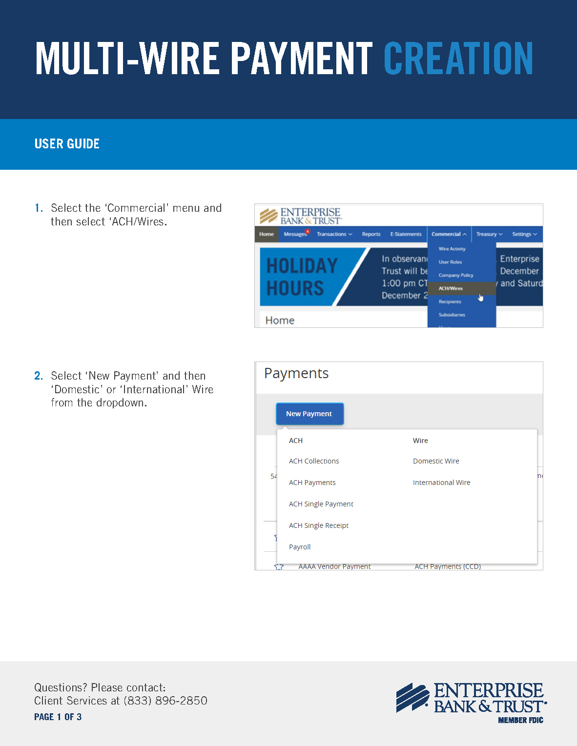 Multi-Wire Payment Creation