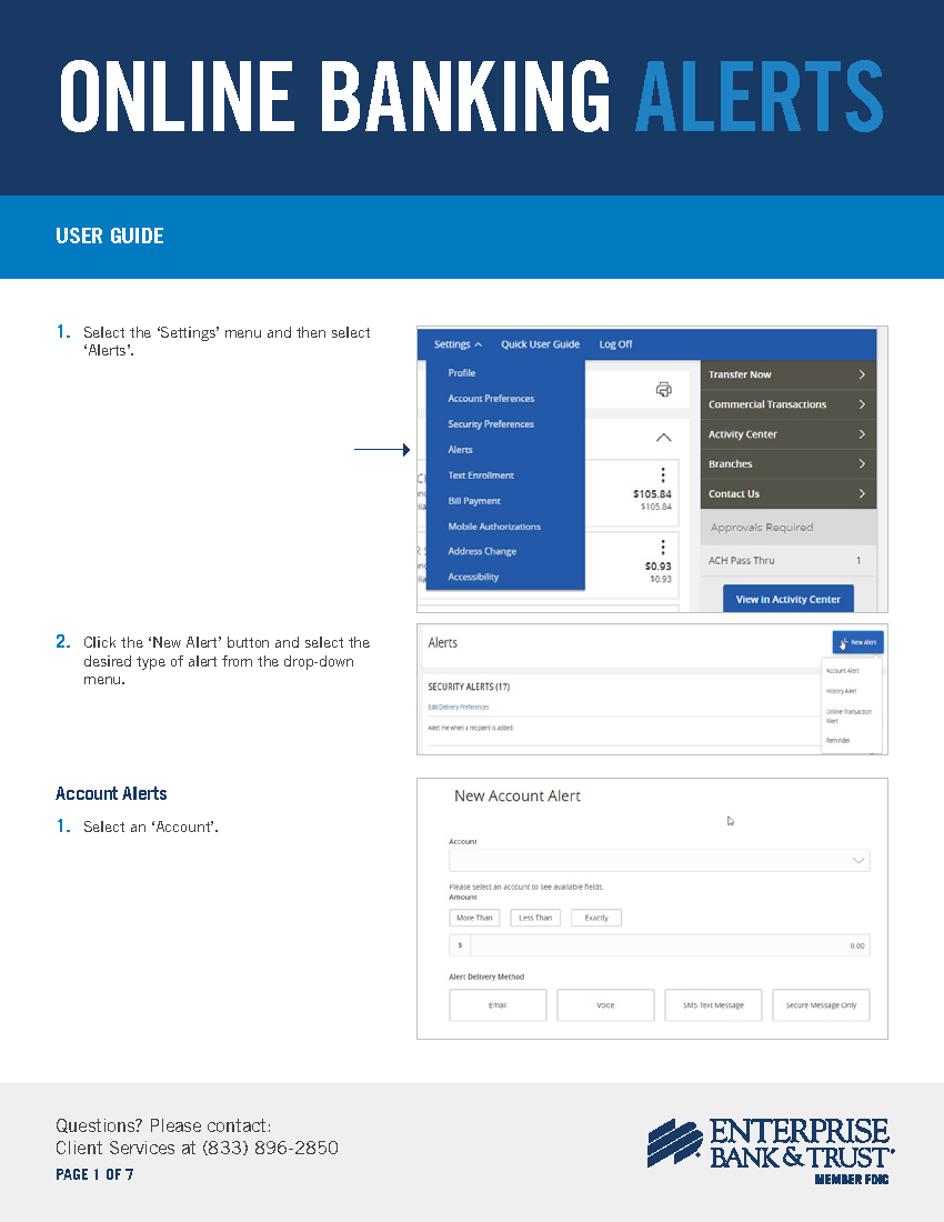 Online Banking Alerts User Guide