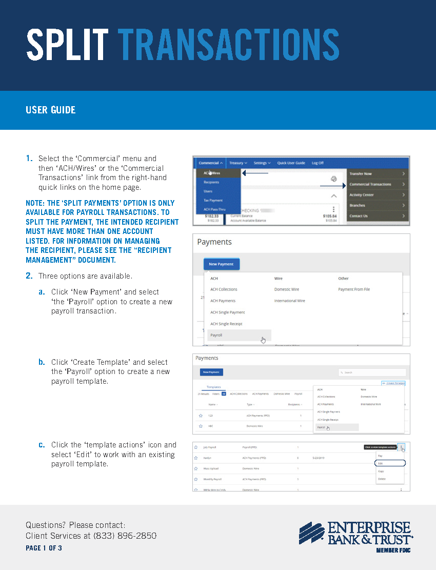 Split Transactions User Guide