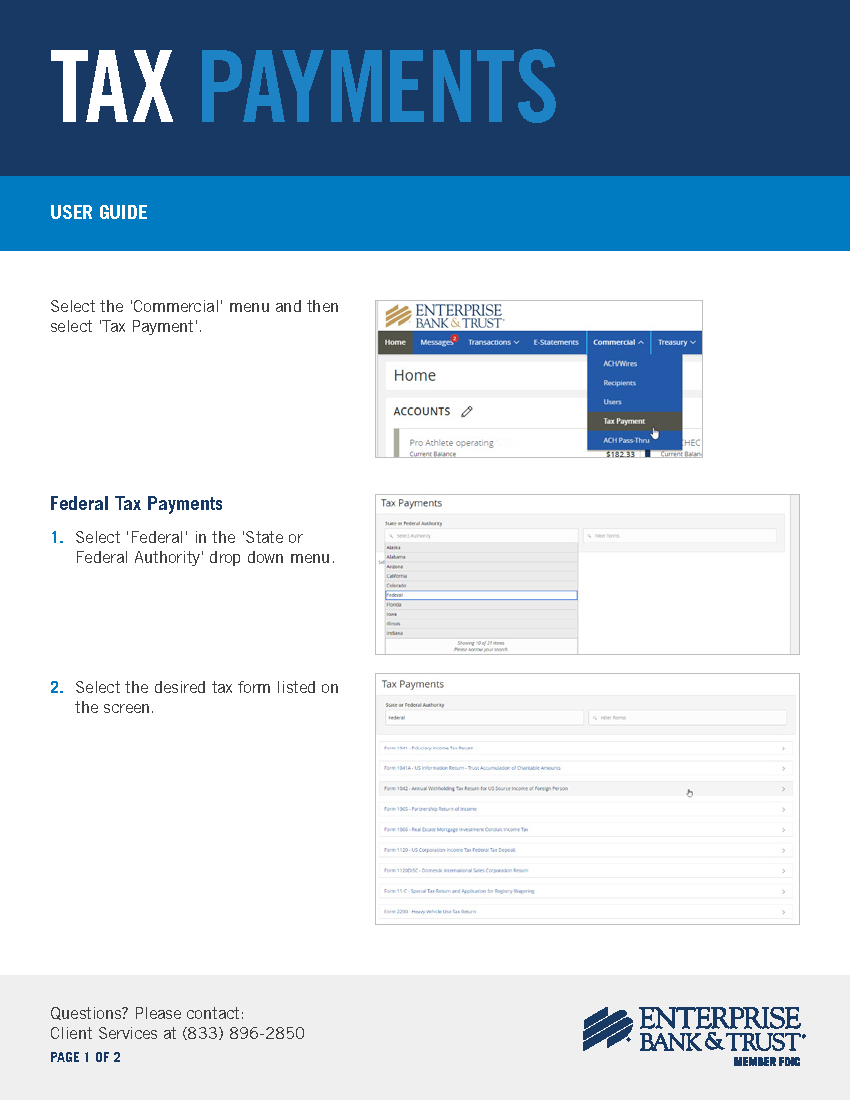 Tax Payments User Guide