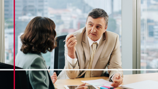 Man and woman having a discussion, Navigating Market Turbulence