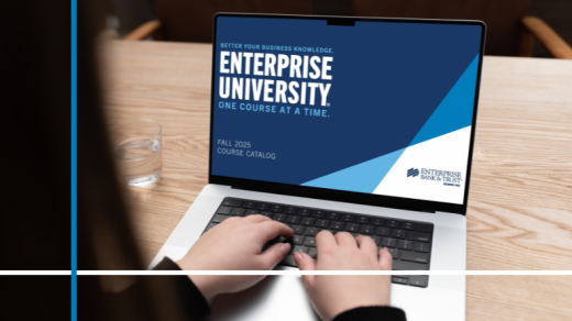 Hands on a laptop, Text: Enterprise University