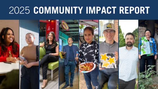 2025 Community Impact Report. 8 images of different people in a collage.