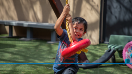 Child plays on a playground