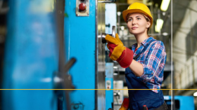 Woman electrician working, Manufacturing Day