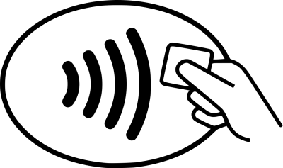 Graphic drawing of a hand holding a card with a wifi logo next to it.