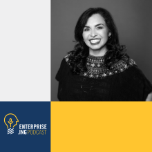 Enterprise.ing podcast logo & Gabriela Ramírez-Arellano picture