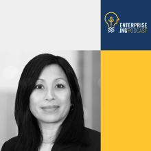 woman smiling, Enterprise.ing Podcast logo