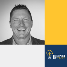 Cameron Weis headshot, Enterprise.ing Podcast logo